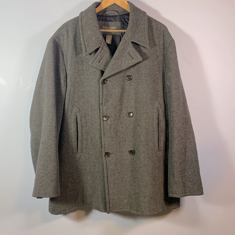 Banana republic size XL dark gray mens wool peacoat double breasted
